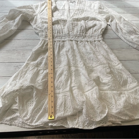 Guess Eyelet White Dress Women XL midi long sleeve modest granny core cottage - Picture 6 of 13